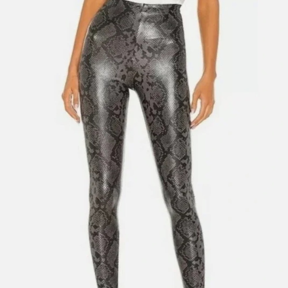 7 for all Mankind Faux Leather Snakeskin High Waist Leggings Size as small